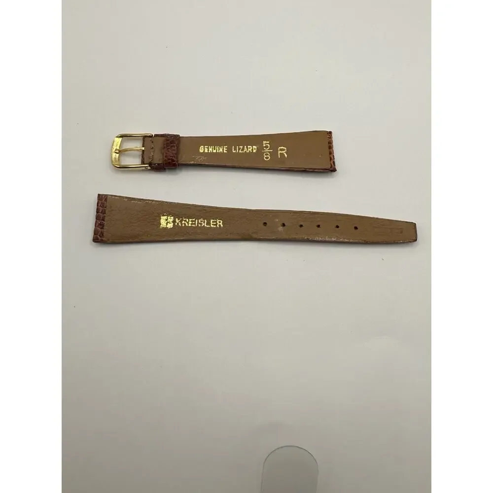 16mm KREISLER Genuine Lizard Honey NOS Vintage Watch Band & Gold-Tone Buckle